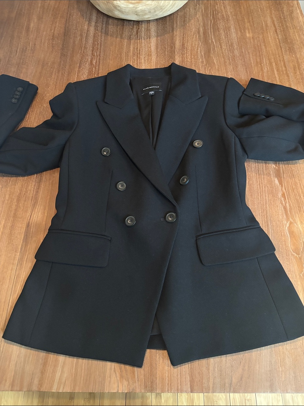 Club Monaco Black Double-Breasted Tailored Blazer